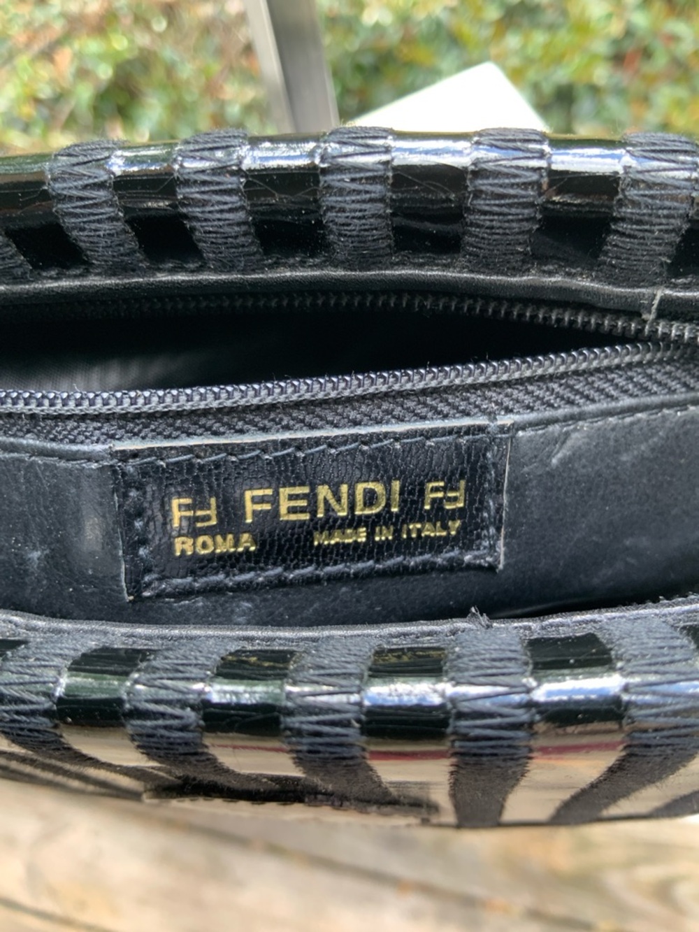 Fendi Rare Black VTG Leather Zippered Clutch with Logo Patch, COA and dust bag - Picture 15 of 16